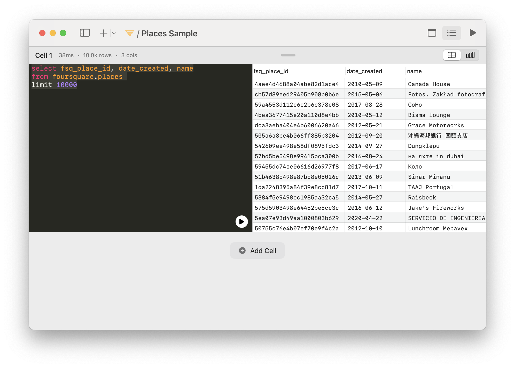 SQL Notebook Example